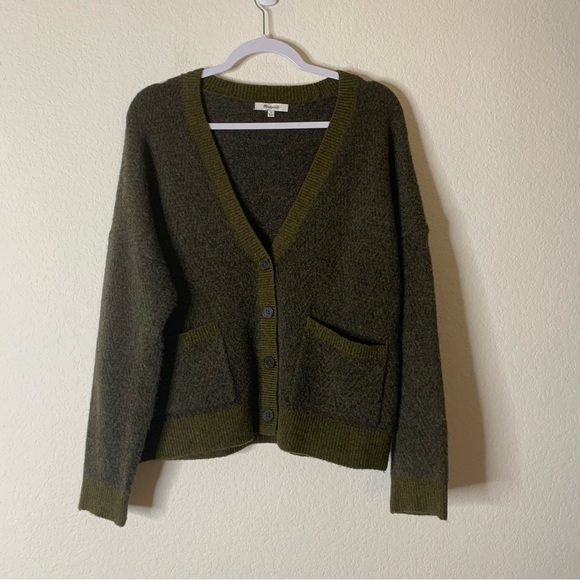 Madewell Sweaters - Madewell Short Kent Ex-Boyfriend Cardigan Sweater in Tonal Herringbone size L